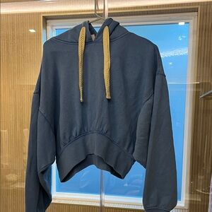 Daily practice by Anthropologie Women's Blue Hoodie with Yellow Drawstrings